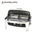 C082 Titanium Plated Rectangular Roll Top ouro Indiana Chafing Dish Fuel